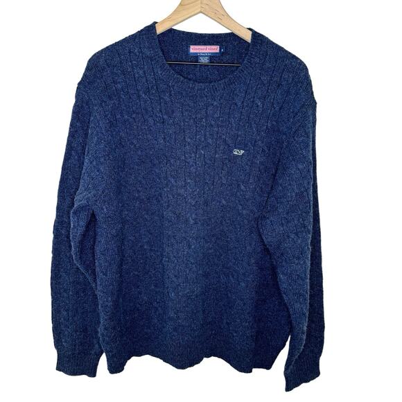Vineyard Vines Men’s Wool Cable Knit Crewneck Sweater Size XL Preppy Pullover - Picture 1 of 6